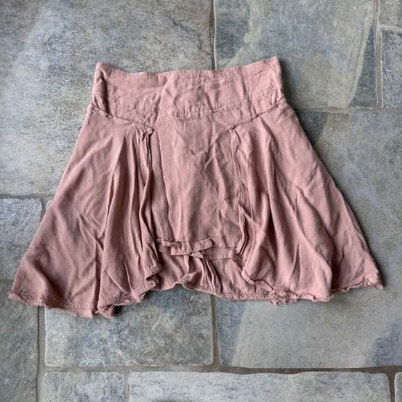 Free People Dresses & Skirts - Free People‎ Mauve Asymmetrical Mini Skirt Sz 0 Fairycore Boho Whimsy Ballet Hem